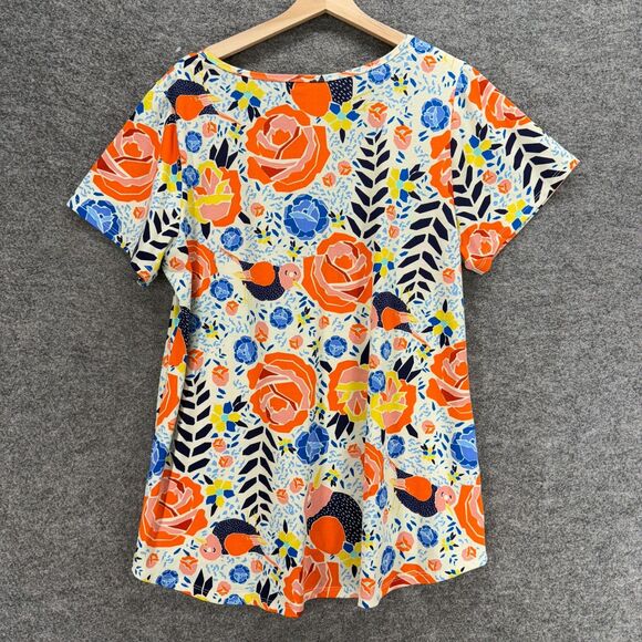 LulaRoe T-Shirt Women 2XL White Floral Short Sleeve Round Neck Pullover Casual - Picture 2 of 7